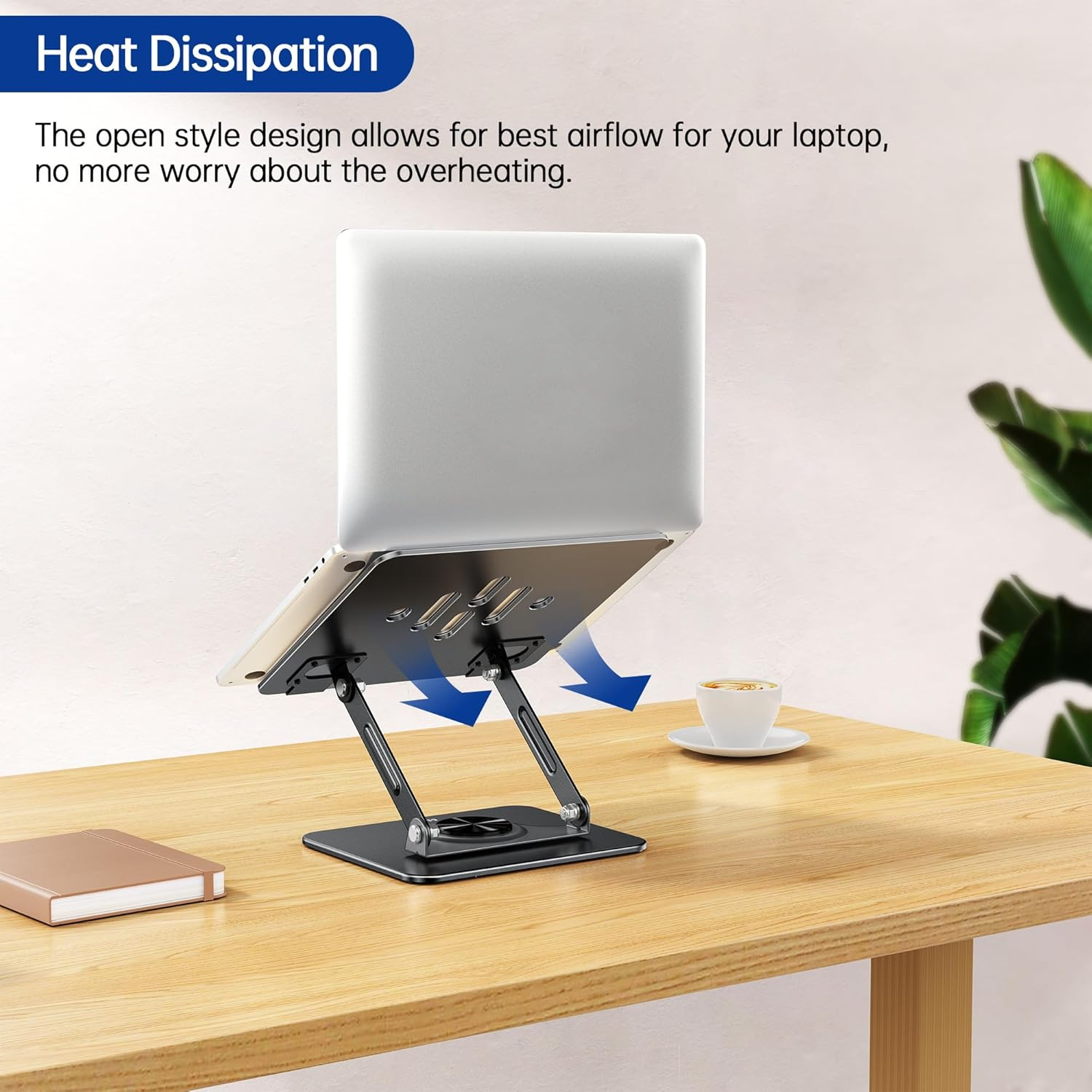 BESIGN LS11 Laptop Stand with 360&deg; Rotating Base, Ergonomic Adjustable Notebook Holder, Riser Holder Computer Stand Compatible with Air, Pro, Dell, HP, Lenovo More 10-14" Laptops (Black) image number 6