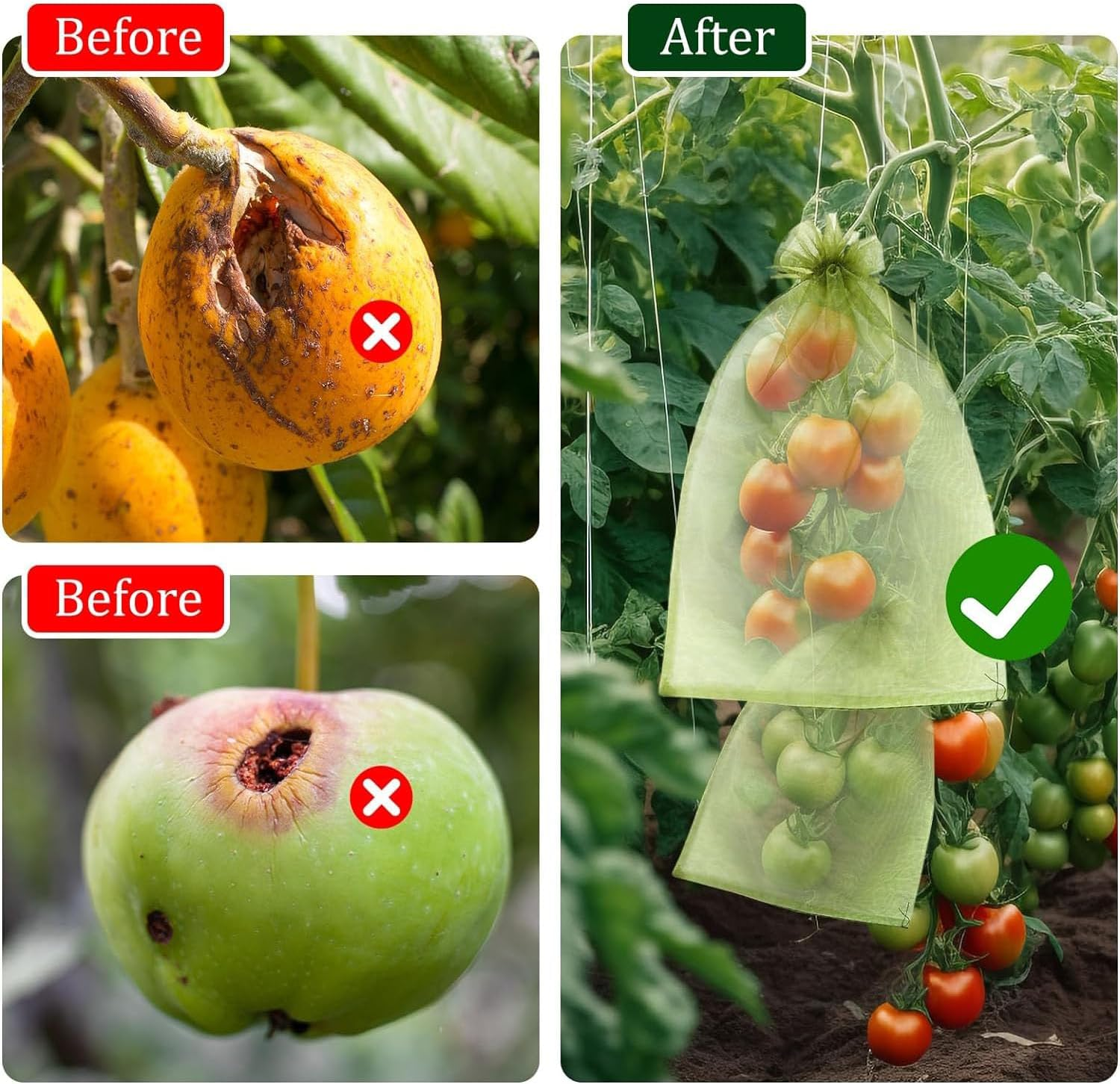 50 Pcs Fruit Protect Bags,Fruit Cover Mesh Bag with Drawstring,Reusable Mesh Garden Netting Protection Bags for Protecting Fruit Tree,Vegetables, Plants from Birds and Insects (15 * 20 Cm) image number 5