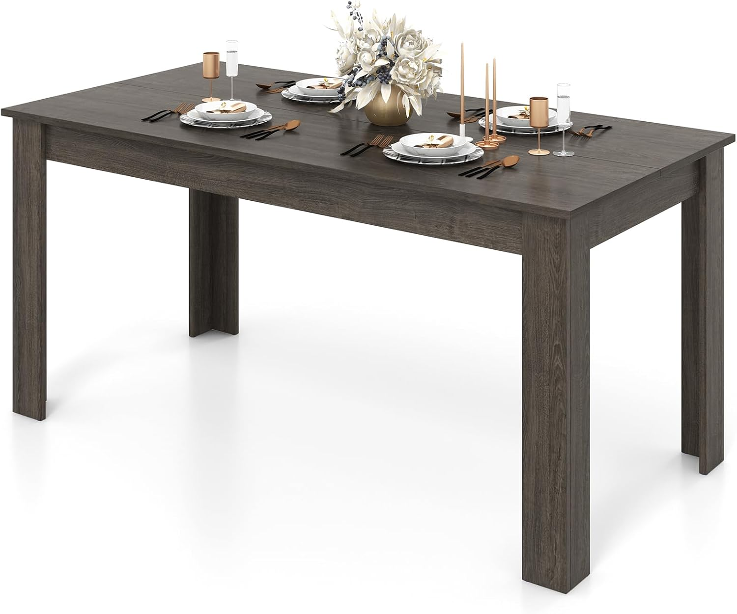 Giantex Dining Table, Kitchen Table, 63" L X 31.5" W X 30" H Large Table, Farmhouse Center Table for Living Room, Home Office, 330LBS Capacity, Dinette Table, Dinner Table, Dining Room Table (Oak)