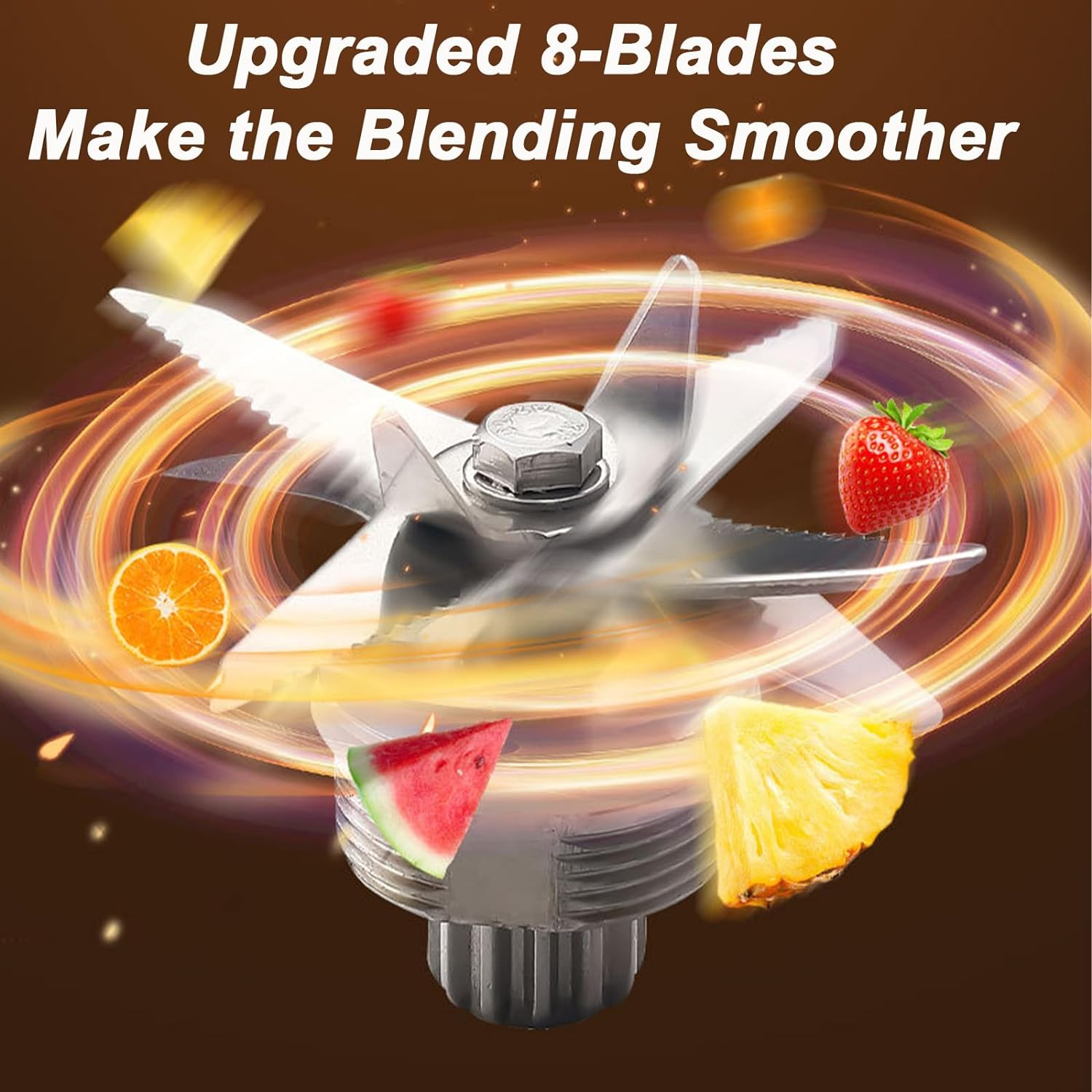 2-In-1 Multi Blender, 6000W Professional High Speed Blenders Smoothie Maker with 2.5L Bpa-Free Container, 9 Speed Control, 8 Titanium Stainless Steel Blade for for Ice/Nut, Kitchen (220V, AU PLUG) image number 2