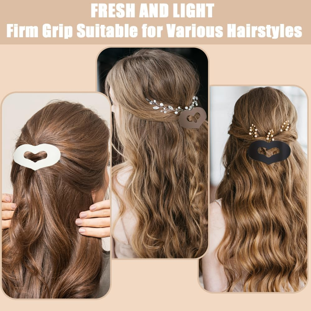 Women'S Hair Clip, Flat Claw Clip, Strong Hold & Non-Slip, Heart-Shaped Matte Hair Clip for Inserting for Thick and Thin Hair, Pack of 4 image number 1