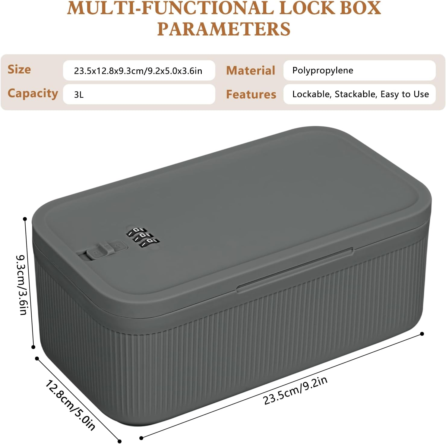 Lockable Storage Box, Refrigerator Lockbox for Personal Private Items,Snacks,Locking Cell Phone Smart Device Jail,Small Lock Box Mini Lockable Storage Container for Office,Home(Grey) image number 2