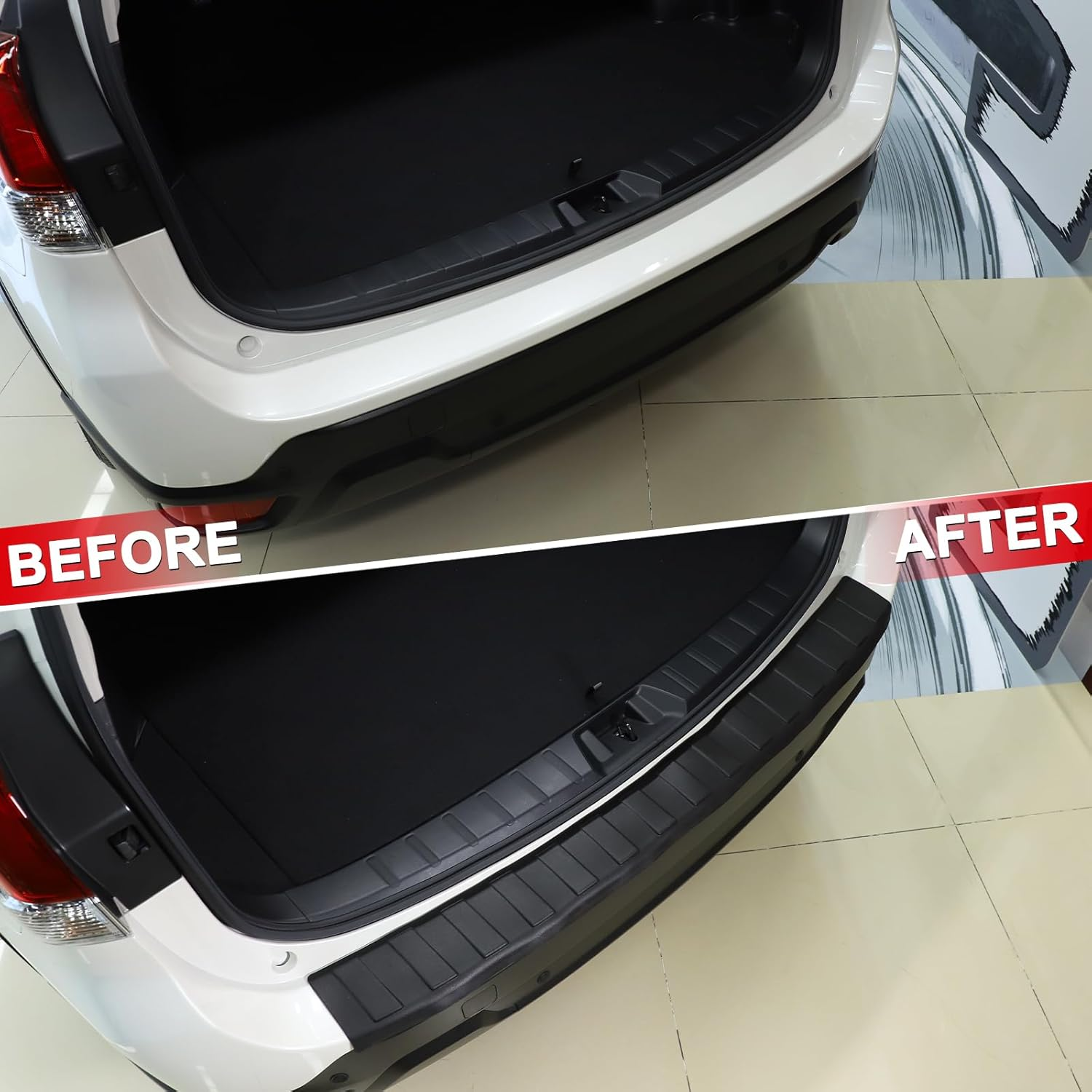 Yinaniutos Rear Bumper Protector Compatible with Subaru Forester 2019-2024 Accessories | TPE Tailgate Guard Cover Trim | 1PC Set (2019-2024) image number 5