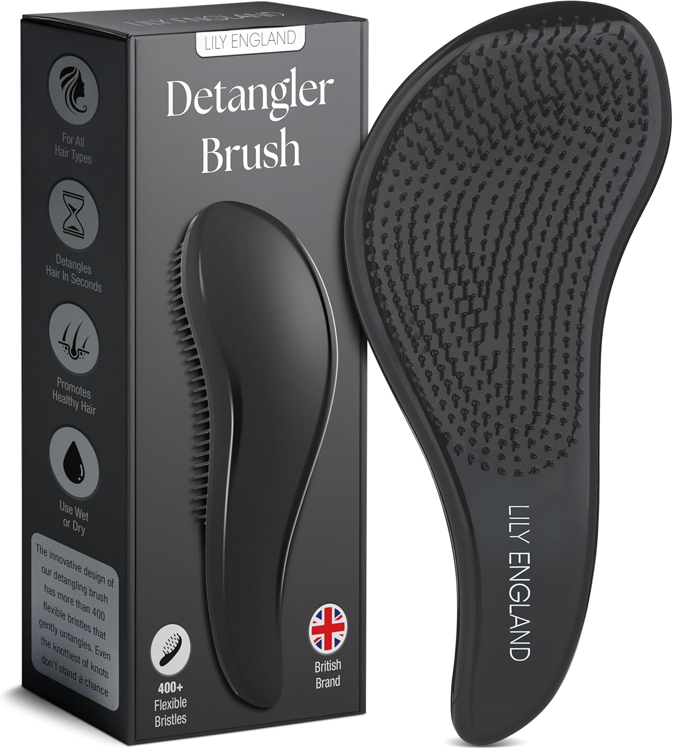 Lily England Detangler Brush, Detangling Hairbrush for Women, Girls and Kids - Detangle Brush for Wet, Fine, Curly, Thick, Afro Hair By