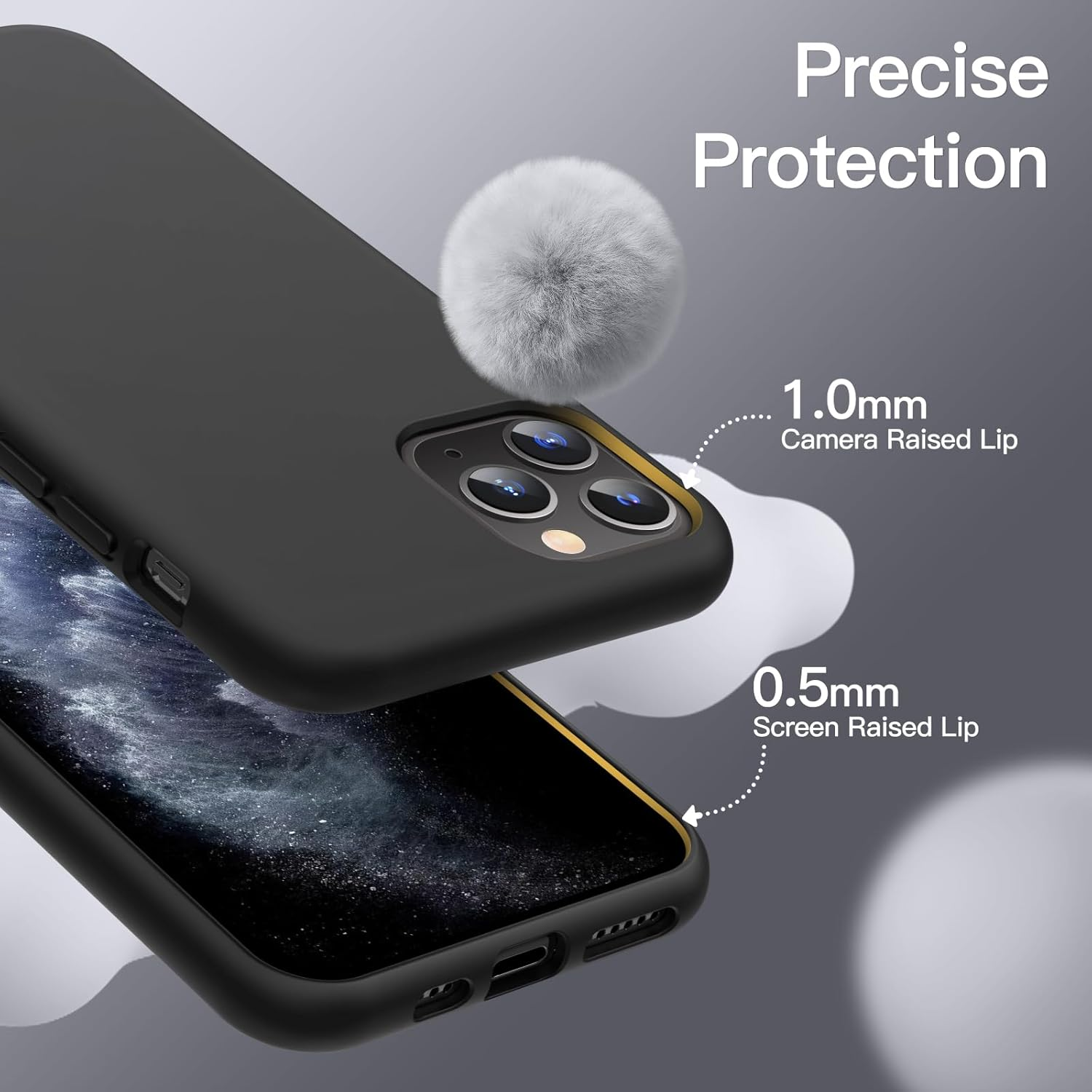 Jetech Silicone Case for Iphone 11 Pro 5.8-Inch, Silky-Soft Touch Full-Body Protective Phone Case, Shockproof Cover with Microfiber Lining (Black) image number 2