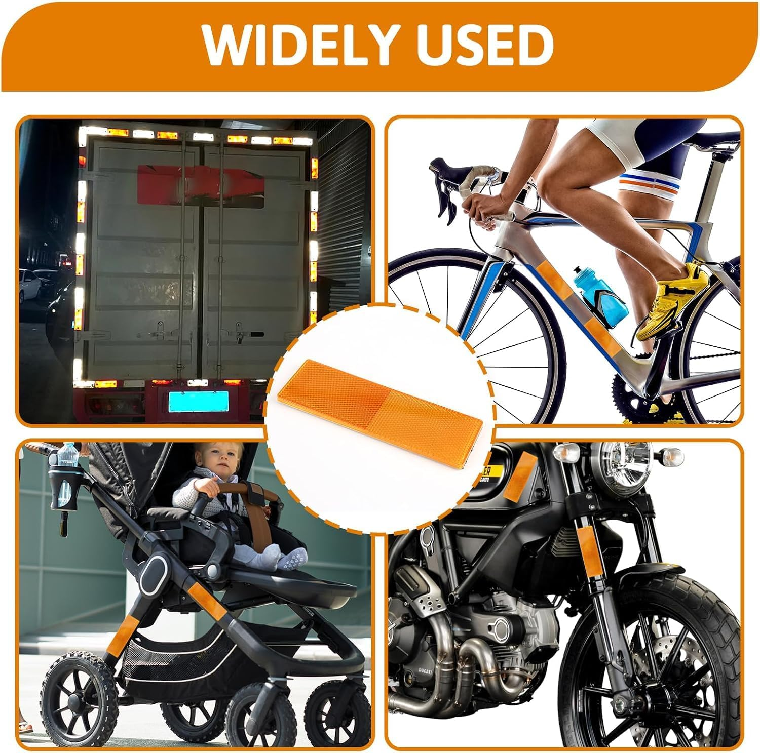 Driveway Reflector and Car Reflector Self Adhesive Rectangular Reflective Stickers, Waterproof High Visibility Safety Markers, Compatible with Cars, Bikes, Trailers, and Caravans 6 Pack - Haheihei image number 3