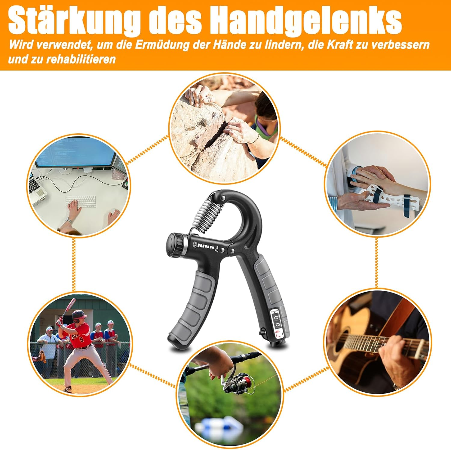 Griffkraft Trainer Trainingsset Handtrainer Fingertrainer - Professionelles Griffkraft Trainer Set Mit Fingerstrecker & Anti-Stress Ball F&uuml;r Handmuskeltraining Und Rehabilitation image number 1