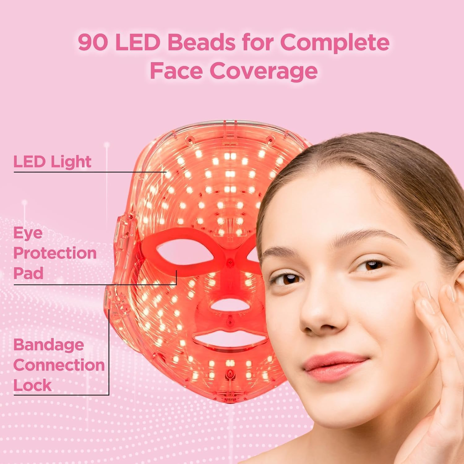 Led Face Mask - 7 Color Photon Facial Mask for Skin Care, Red Light Mask for Glowing Skin, Home Face Lifting Skin Rejuvenation Beauty Mask image number 4