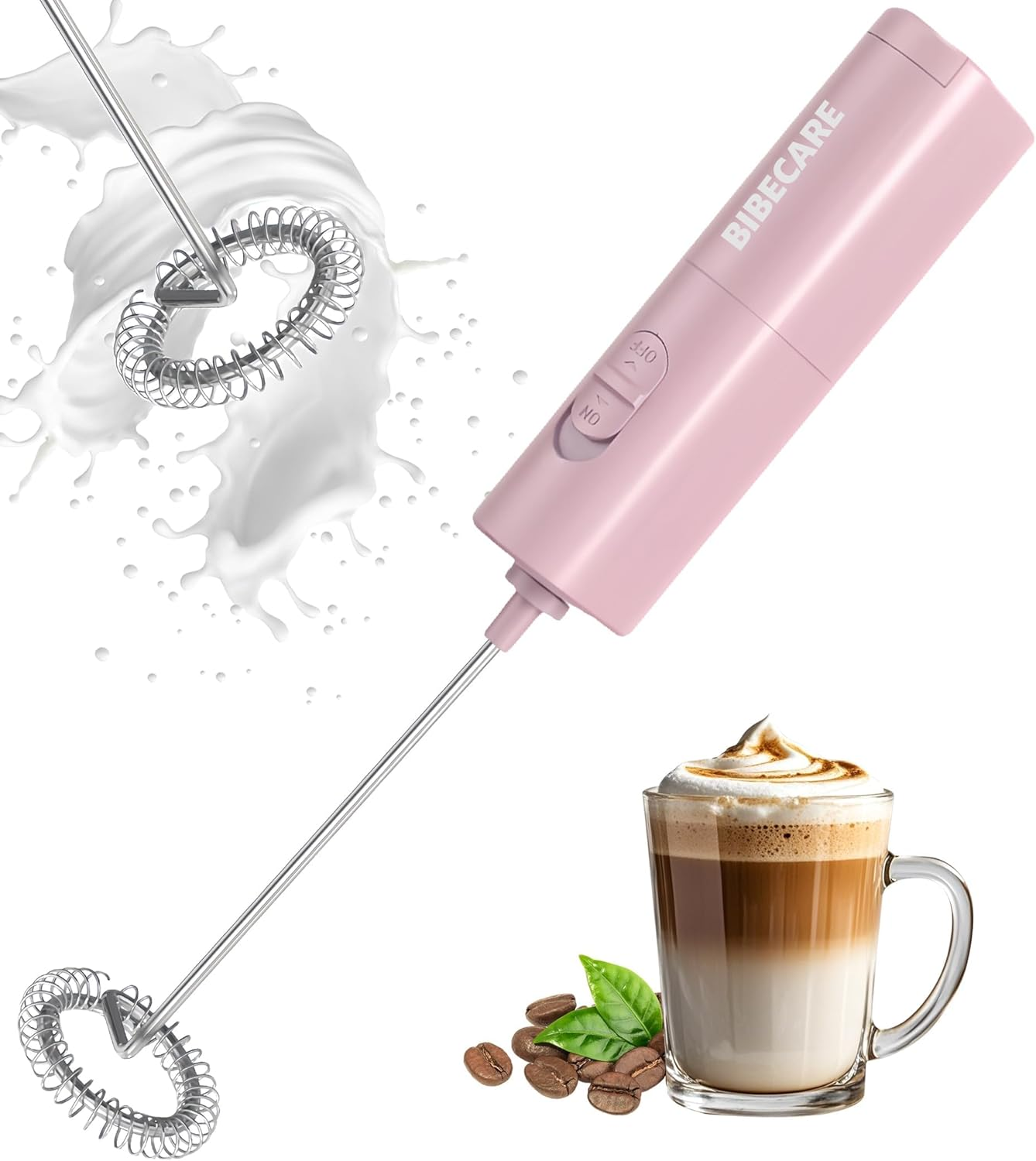 Milk Frother Handheld Powerful Mixer Mini Hand Blender for Perfect Lattes, Cappuccinos More-Portable Stainless Steel Whisk, Ideal for Frappe, Hot Chocolate, Coffee Creamer&Matcha
