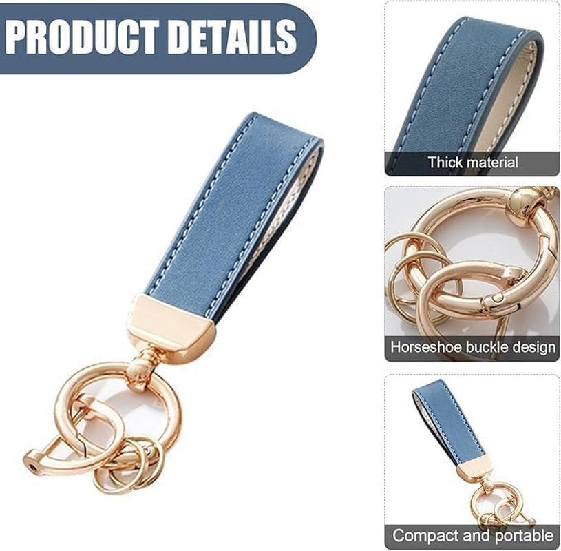 2 Pack Car Keychain,Anti-Lost D-Ring, Dual Key Rings, Microfiber Leather 360&deg; Rotatable Universal Car Key Accessory image number 1