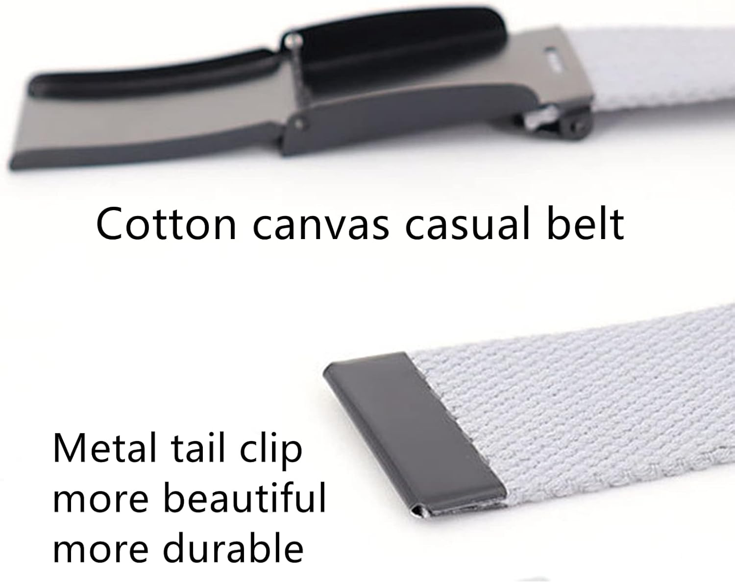 Yunyunstrap Mens Canvas Web Belt, Cut to Fit Size up to 69" with Flip-Top Solid Black Military Buckle, 2 Pack