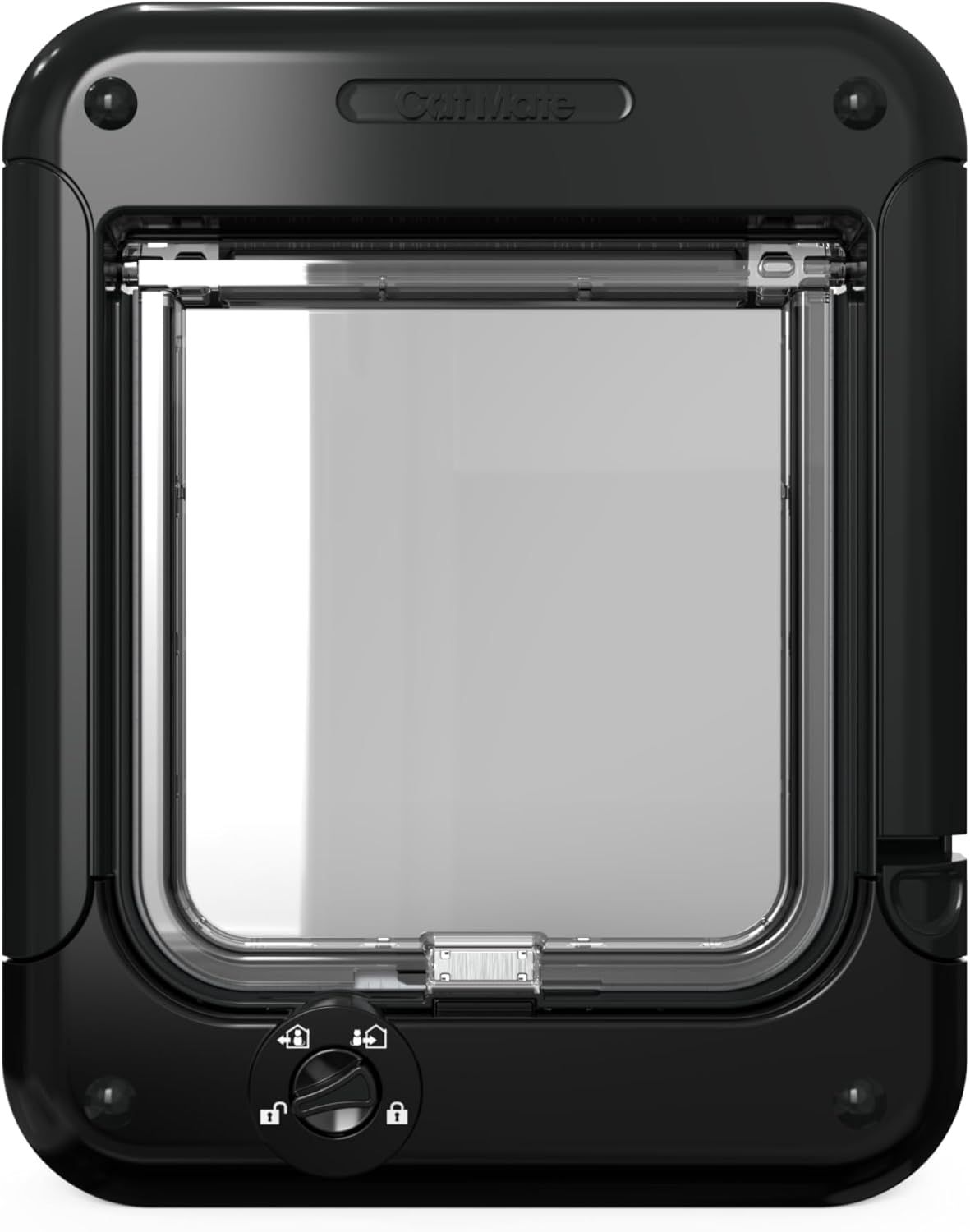 Cat Mate Rotary 4-Way-Locking Cat Flap (358) - Versatile Lockable Door for Small to Average-Sized Cats, for Single/Multiple Glazing, UPVC, Wall and Wood, Black