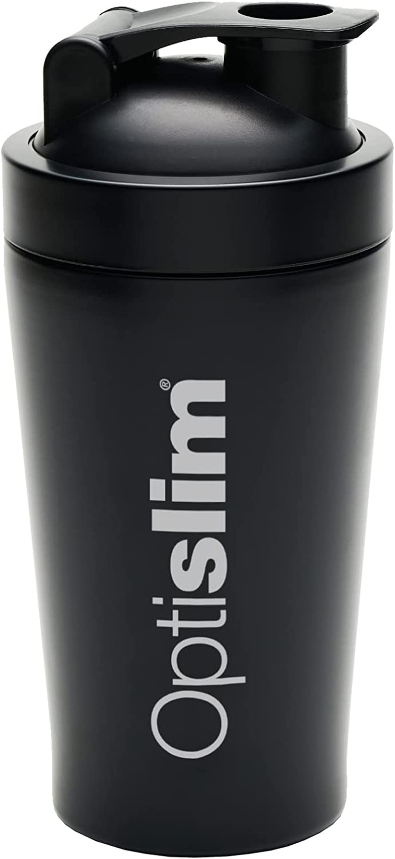 Optislim PREMIUM Shaker Bottle - Stainless Steel Protein Shaker Bottle with Matte Black Finish - Keep Shakes Cooler for Longer - Spill-Proof, Odour & Stain Resistance image number 1