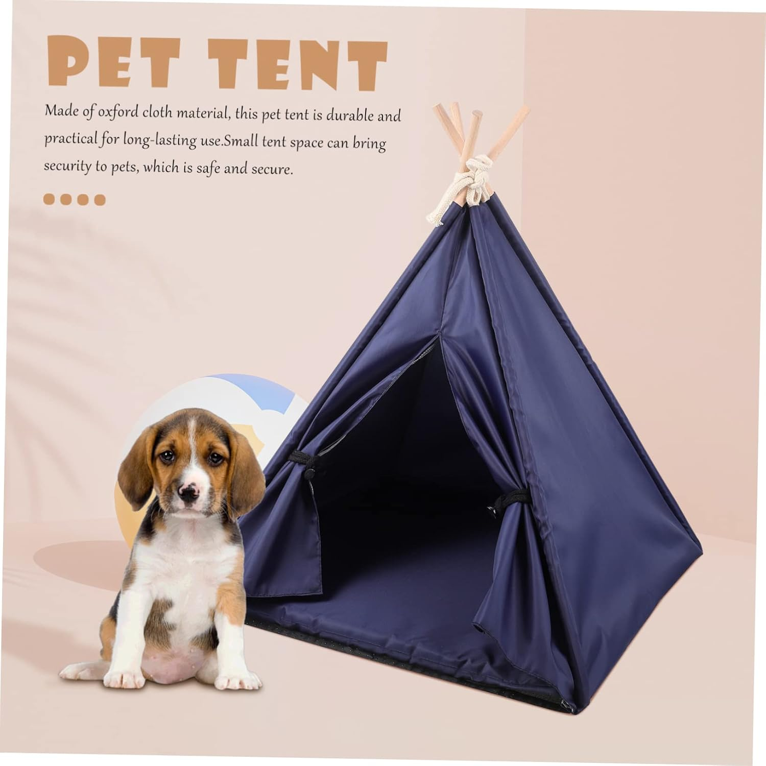 ROMISBABA Waterproof Pet Teepee Indoor Kennel Dog Tent Washable Oxford Cloth Cover Medium Small Dogs Cats Navy Blue for Home Use image number 3