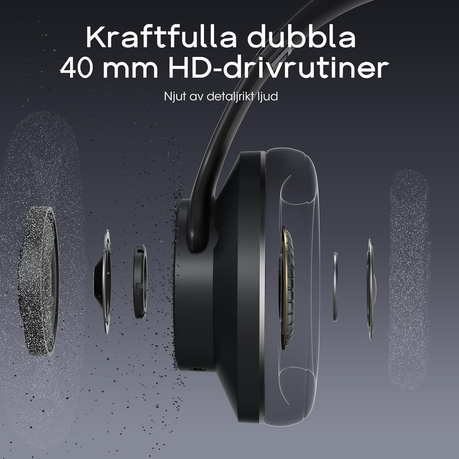 DOQAUS Bluetooth Headphones over Ear, 90H Playtime Bluetooth 5.3 Wireless Headphones with Microphone with Hifi Stereo Sound, Deep Bass for Travel Mobile Phone, Black