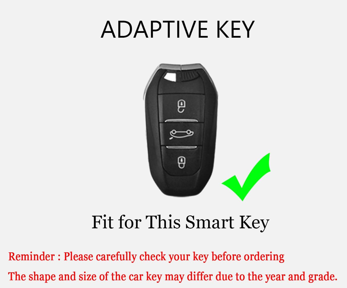 HIBEYO 3 Button Key Fob Cover for Peugeot 308 408 508 2008 3008 4008 5008 Key Smart Key Cover Accessories Fashion Alloy TPU Key Protector-B Keychain Black image number 1