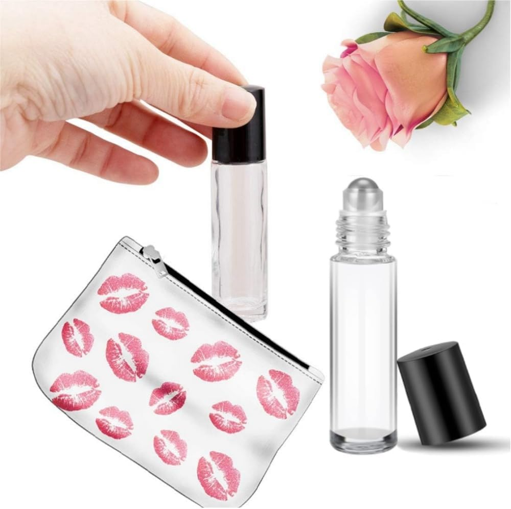 10Pcs Clear Essential Oil Roller Bottles,10Ml Portable Clear Empty Glass Essential Oil Roller Bottles Refillable Cosmetic Perfume for Perfume Cosmetic Oils image number 2