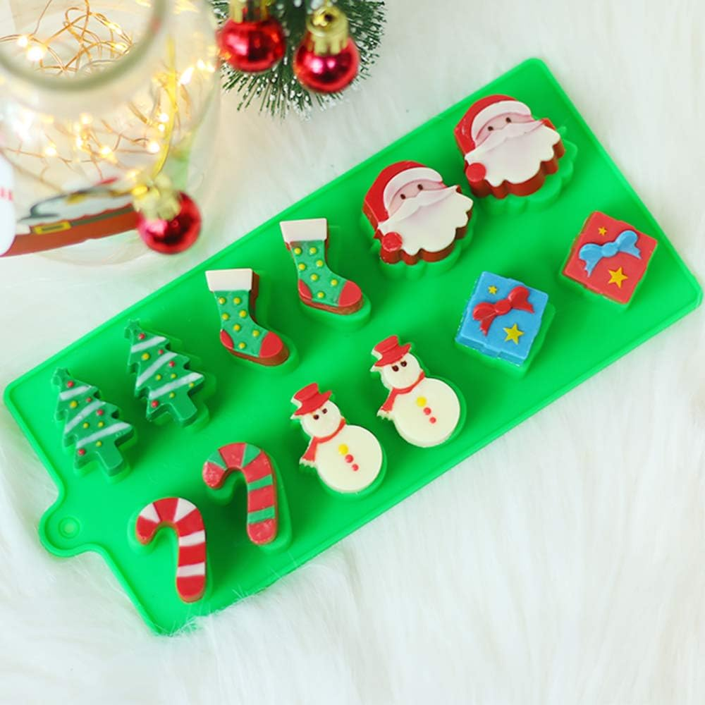3 Pack Christmas Silicone Mould, Yucool Silicone Candy Baking Mould for Party Decoration, Xmas Gift,With Shape of Christmas Tree, Santa Head image number 2