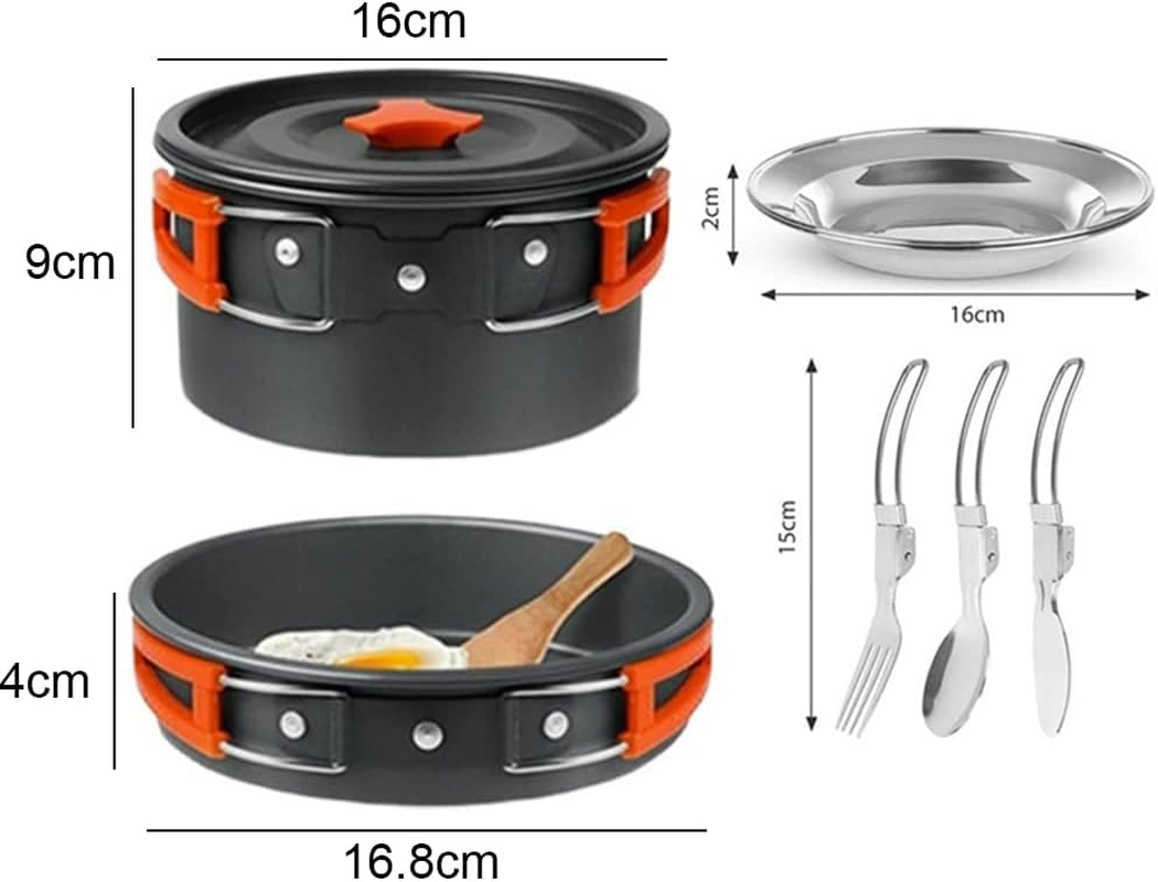 HHWRT Camping Cookware Set, Camping Cookware Kit, Compact Camping Pots and Pans Set, Non-Stick Lightweight Pot Pan Kettle Set, Camping Cooking Set for Outdoor Backpacking Picnic image number 3