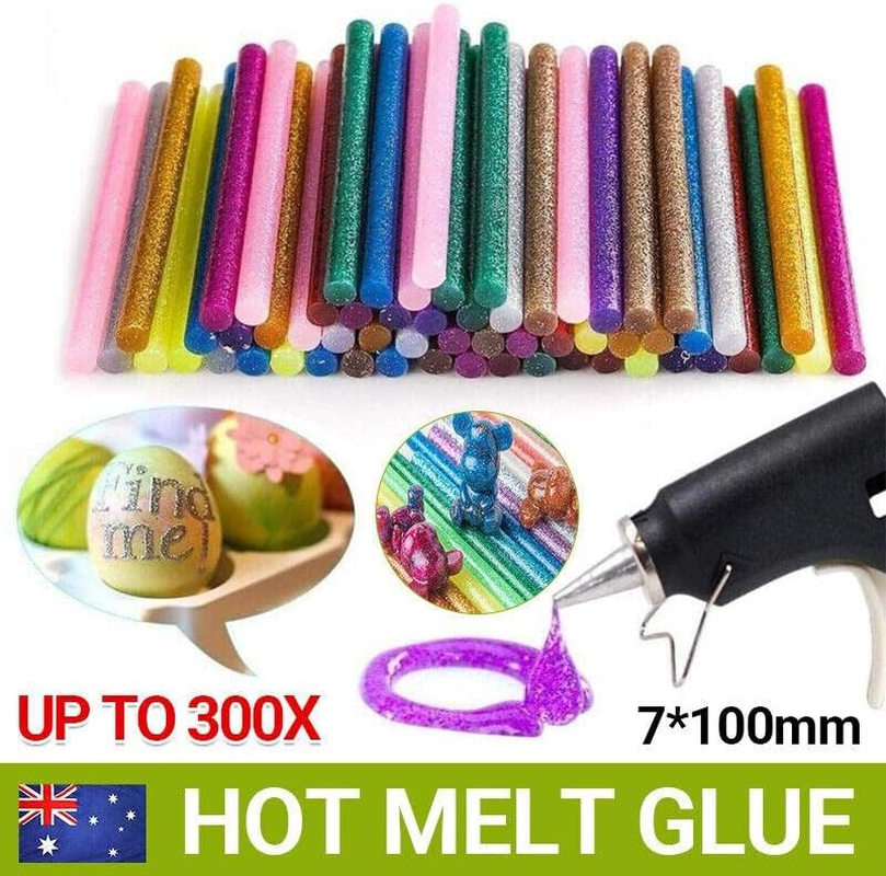 AIMALL 50PCS Colored Glitter Hot Melt Glue Gun Sticks for Arts Craft Wedding Card