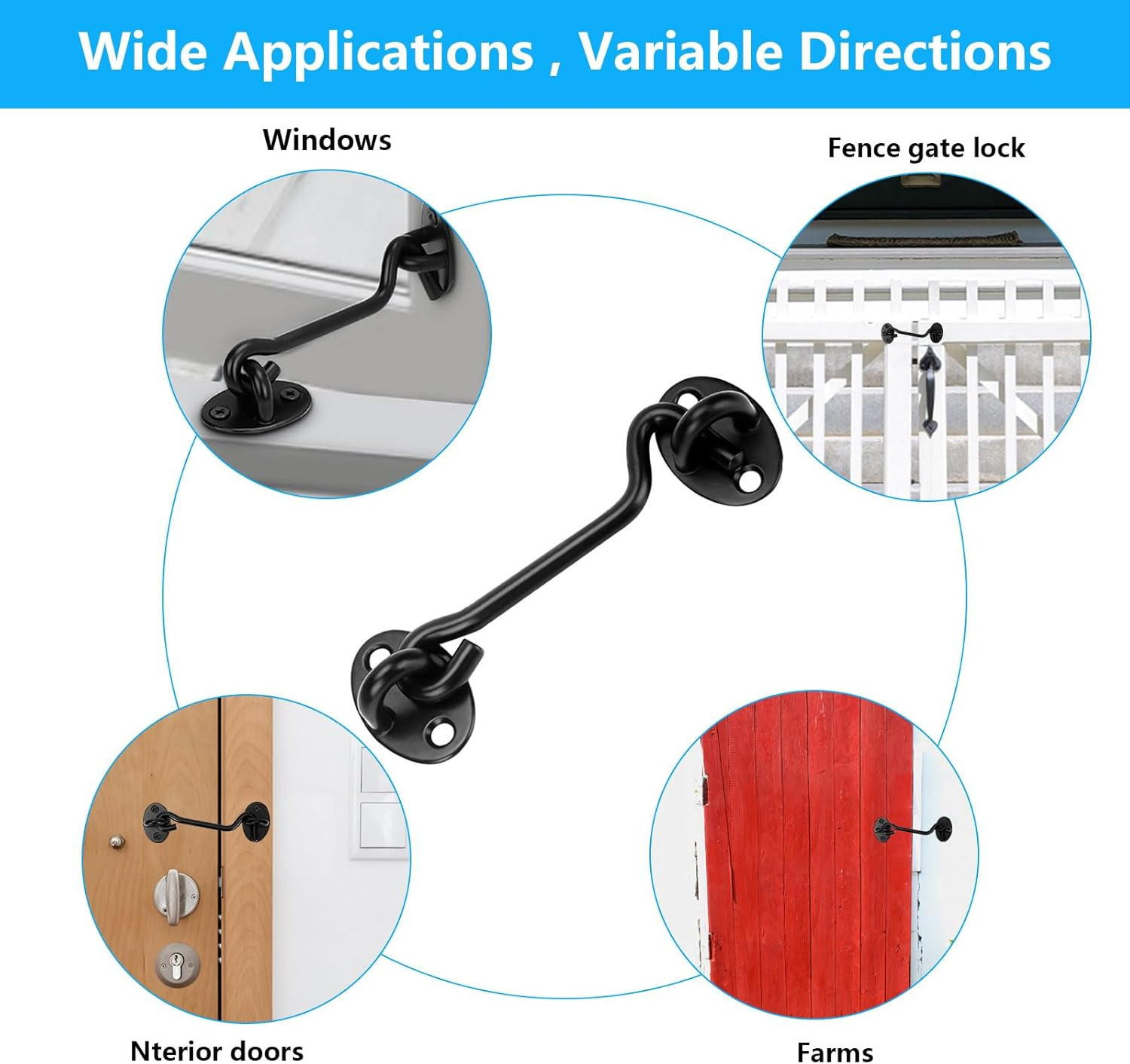 Heavy Duty 12" Sliding Barn Door Handle and Gate Latch Set, Matte Black Carbon Steel Pull Handle for Interior/Exterior Use, Double Sided Sliding Door Handle with Door Latch, Barn Door Lock & Handle image number 5