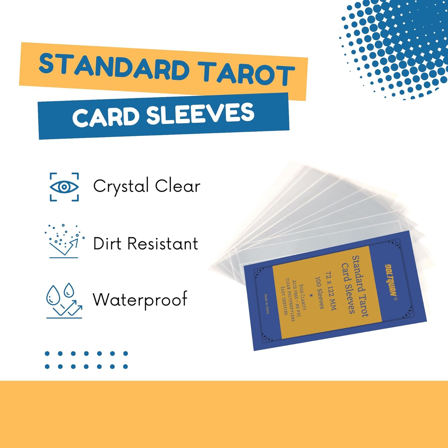 72X122 Mm Card Sleeves - Premium Protective Sleeves for Standard Tarot Decks, Durable Clear Non-Glare Finish, Fits Most Tarot Cards