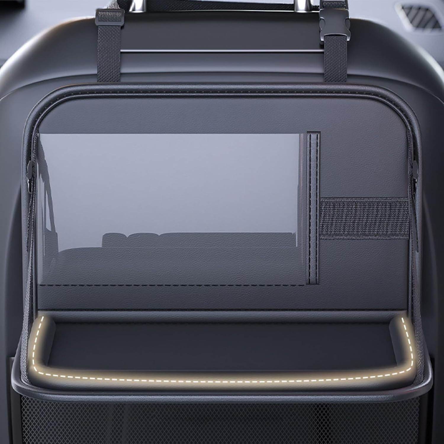 Tray for Car Seat | Folding Rear Desk Storage Laptop Holder,Kids Travel Tray - for Long Ride Toddler Airplane Camping Snack Time Eating Office Work Passenger image number 5