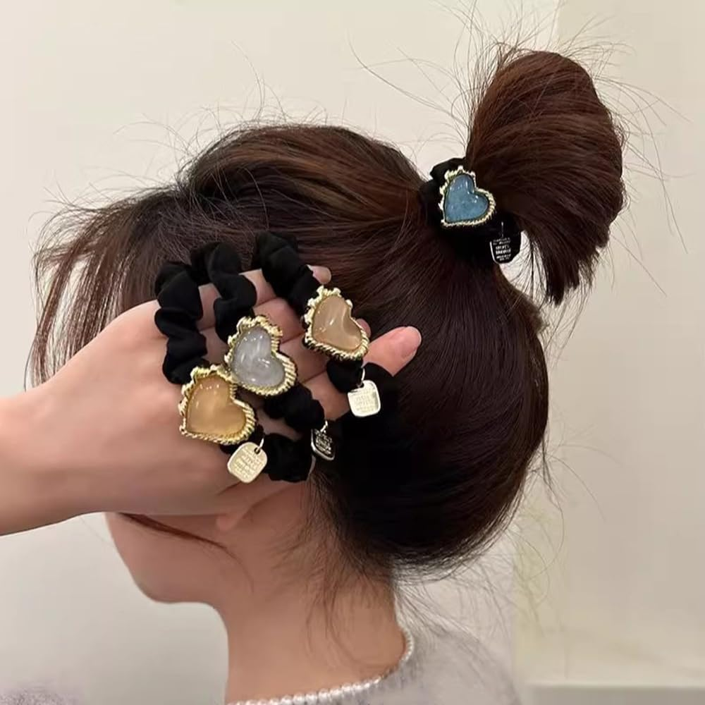 4 Pcs Beaded Hair Ties Rhinestone Ponytail Holder Pearls Hair Accessories for Women image number 1