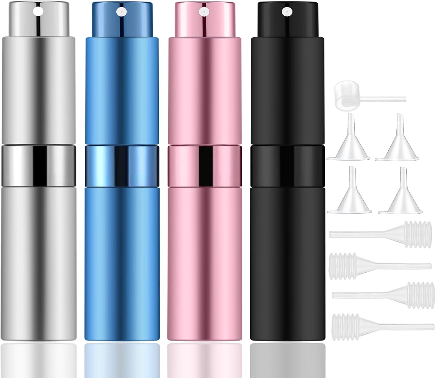 Lil Ray 8Ml Portable Mini Perfume Atomizer(4 Pcs)，Refillable Empty Small Spray Bottle for Travel, Twist Type Pocket Cologne Sprayer (Matte Black, Pink, Blue, Silver) image number 6