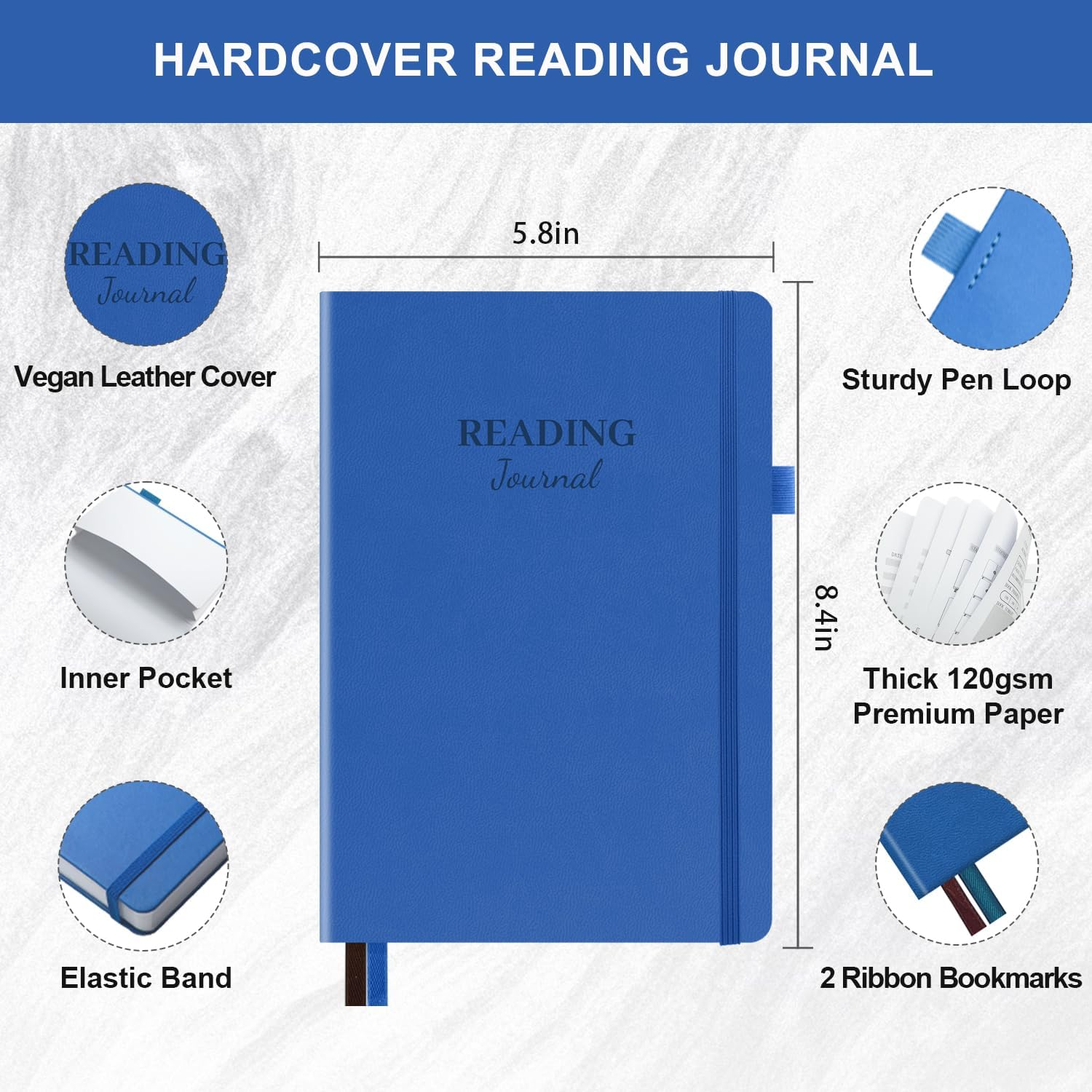 Reading Journal with 104 Book Reviews, Book Journal for Book Lovers & Readers - Book Reviews & Reading Tracker & Reading List Challenge, Reading Log Notebook Gift, A5, Navy Blue - Dark Green image number 3