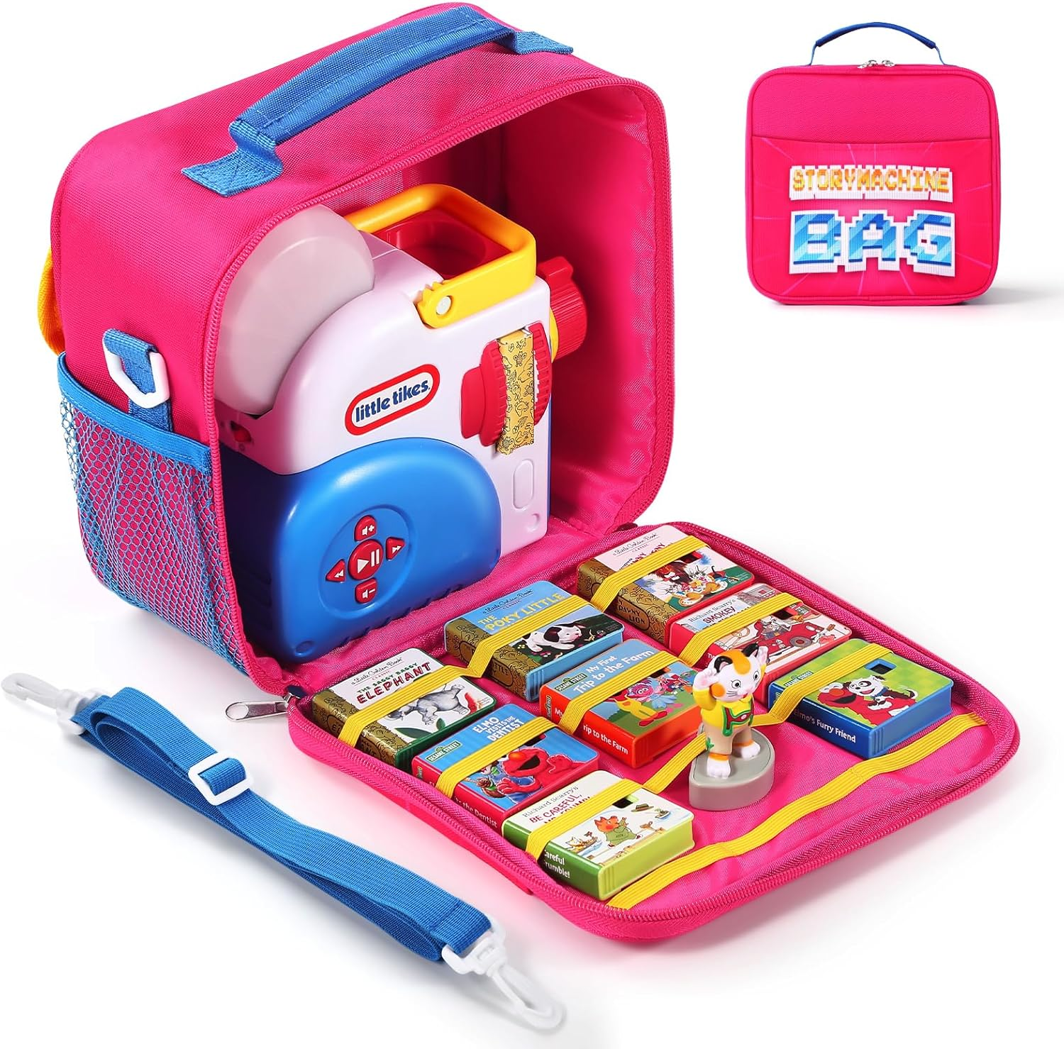 Storage Case for Little Tikes Story Dream Machine Books Starter Set, Toys Storage Holder Travel Case for Many Story Collection, Storytime/Little Golden Book Accessories (Blue)