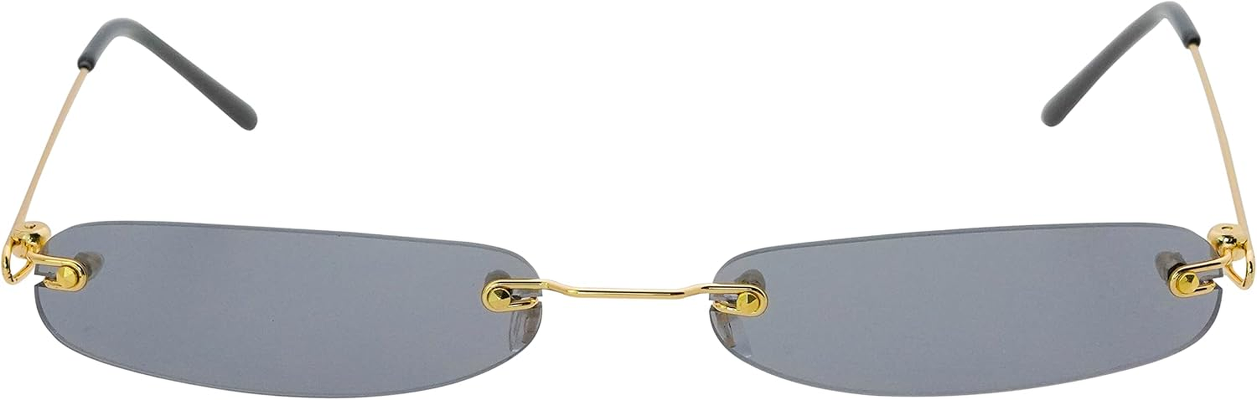 Retro Narrow Small Sunglasses Clear Colored Lens Fashion Rimless Rectangle Sunglasses image number 4