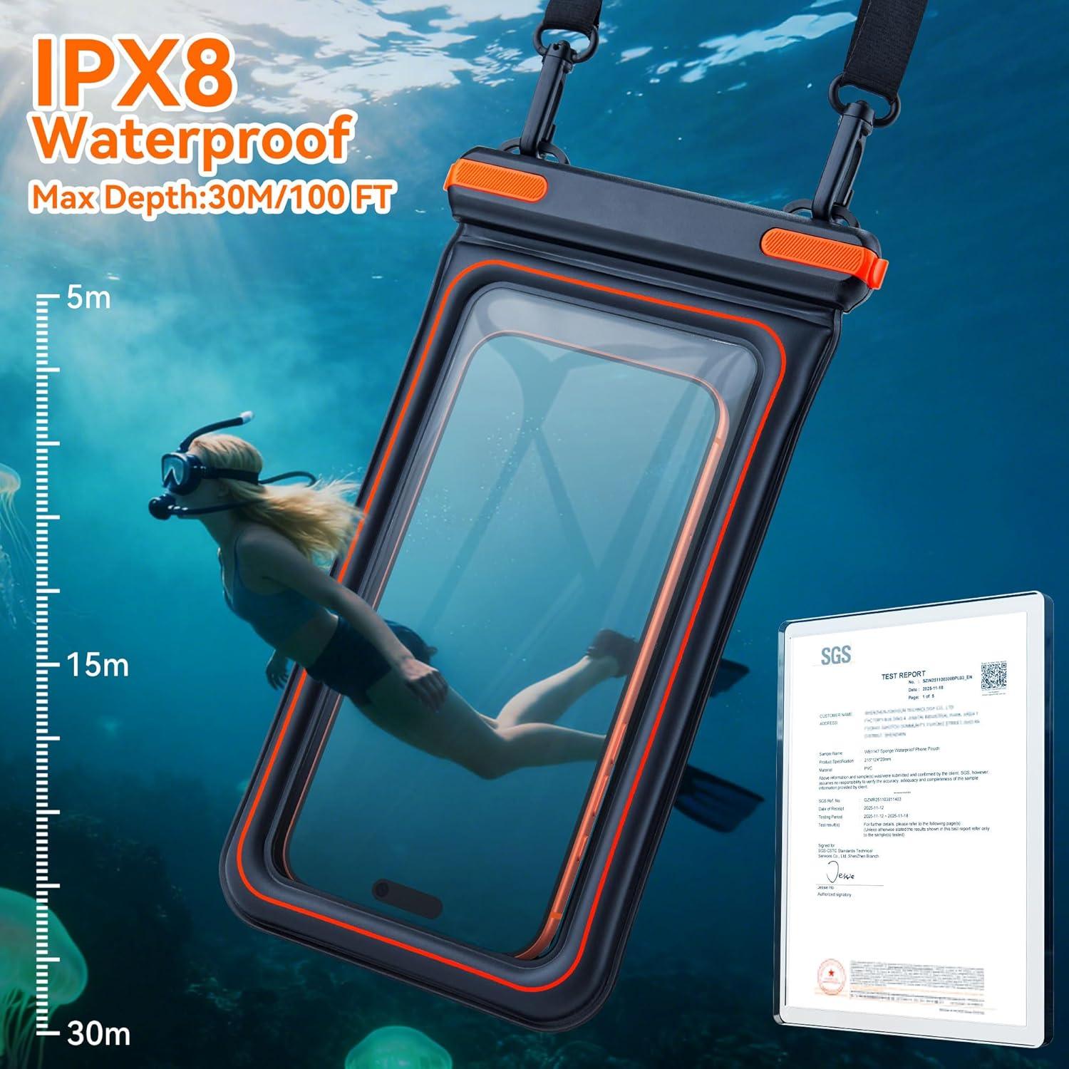 Citymore Universal Waterproof Phone Pouch,Ip68 Waterproof Floating Phone Case,Cell Phone Dry Bag for Beach, Protector for Iphone 17 16 15 14 13 12 11 Pro Max plus Air, Galaxy S25 S24, 4-7" - White image number 4