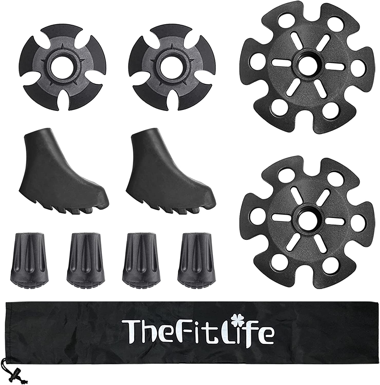 Thefitlife Trekking Poles Accessories Set - Rubber Replacement Pole Tip Protectors Fit Most Standard Hiking, Walking Poles with 11Mm Hold Diameter image number 2