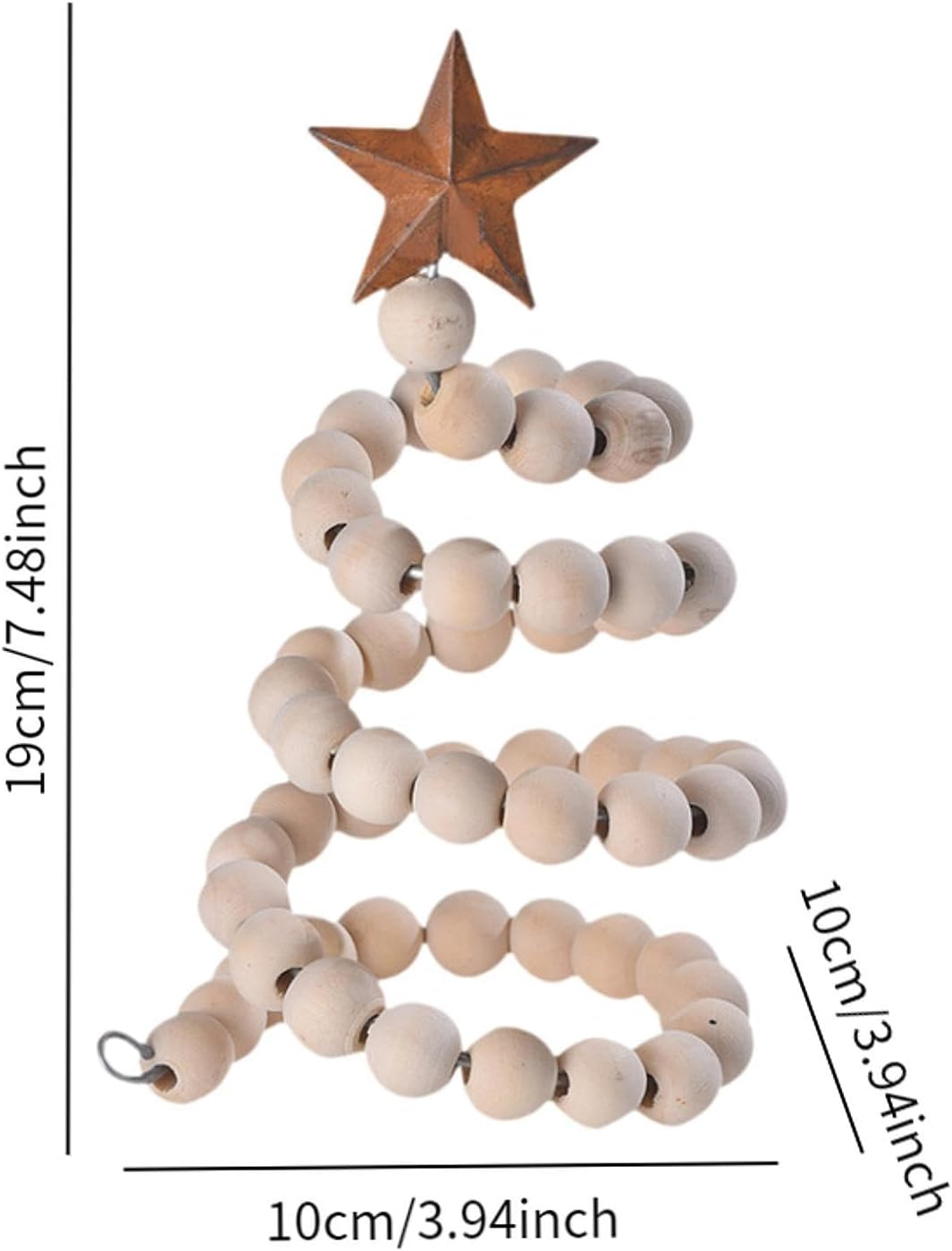 Generic Mini Desk Christmas Tree,Xmas Tree Wooden Bead Decorative Xmas Tree with Star Topper for Valentines Day Home Decor, Wood - White image number 2