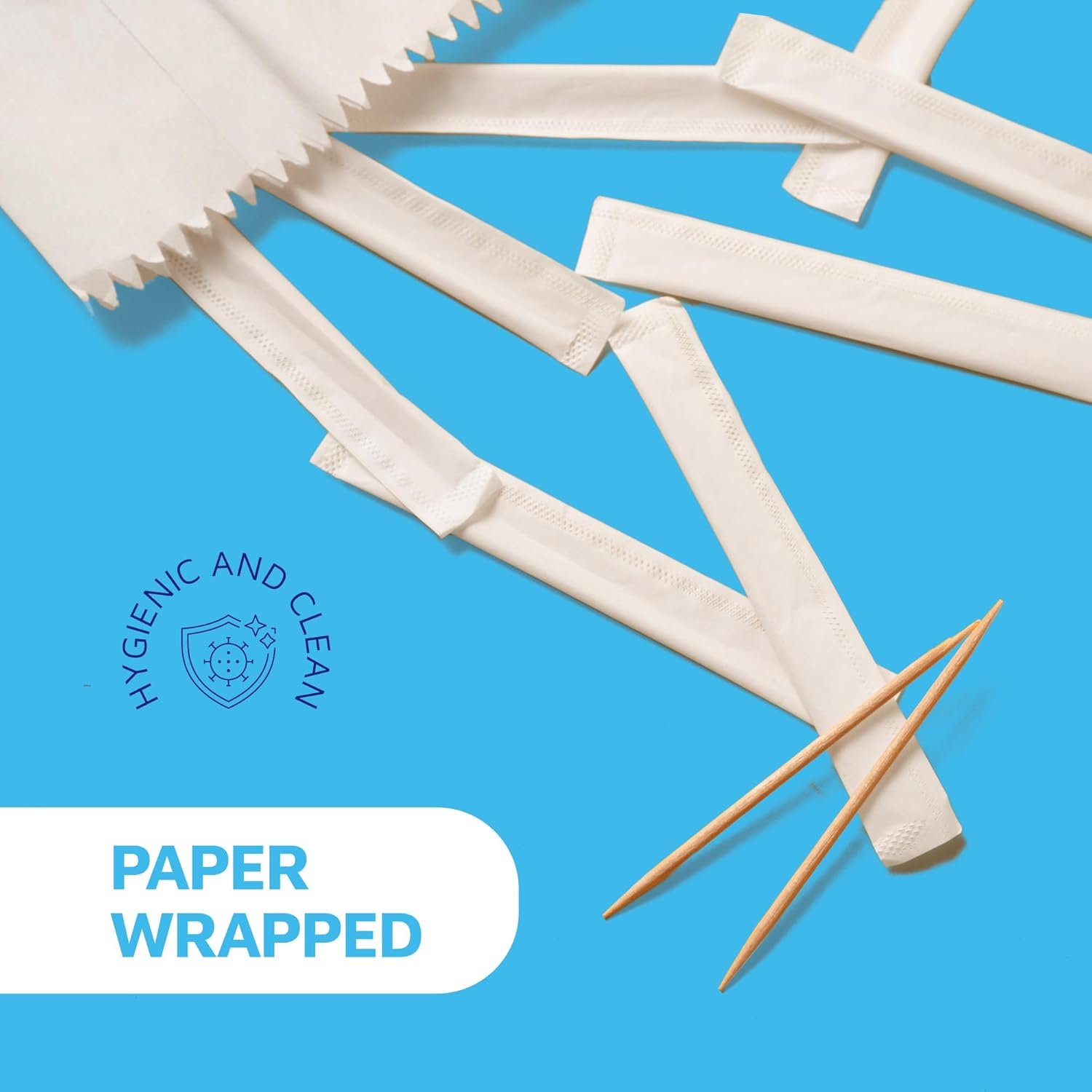 Montopack Bamboo Wooden Toothpicks (Individually Paper Wrapped - 1000 Pieces) image number 5