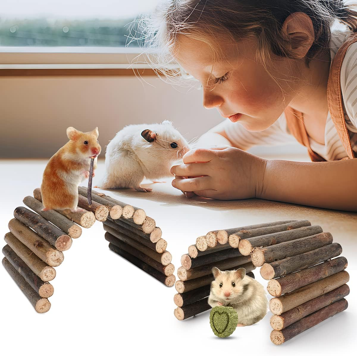Hamster Toys Guinea Pig Toys Hamster Wheel Hamster Cage Accessories Small Animal Molar Chew Toys for Chinchillas,Gerbils,Mice,Rats,Mouse,Rabbit,Bunny Hideout Seesaw (Bendable Hideout(2 Packs)) image number 4