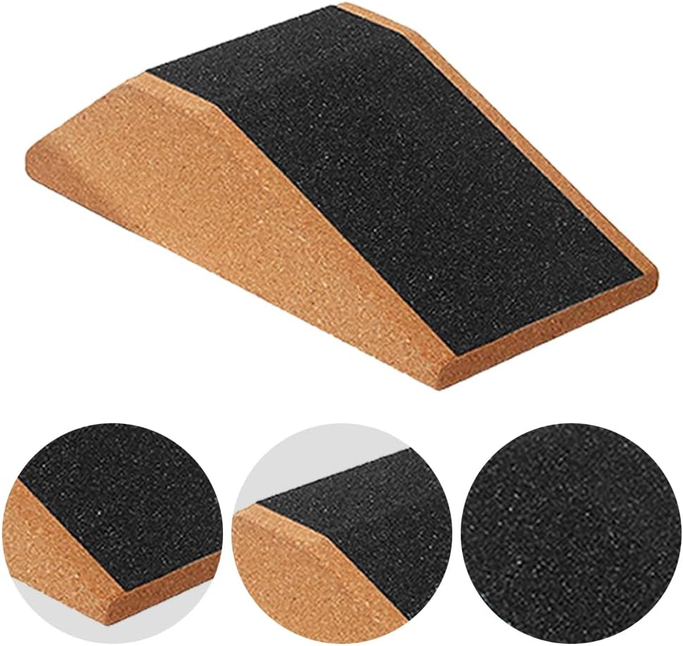 2 Pcs Cork Squat Wedge with Storage Bag, Portable Yoga Brick, Stretching Exercises Squat Ramp, Platform Trainer for Pilates Heel Elevated Squats (23 * 12 * 6.5 CM) image number 1