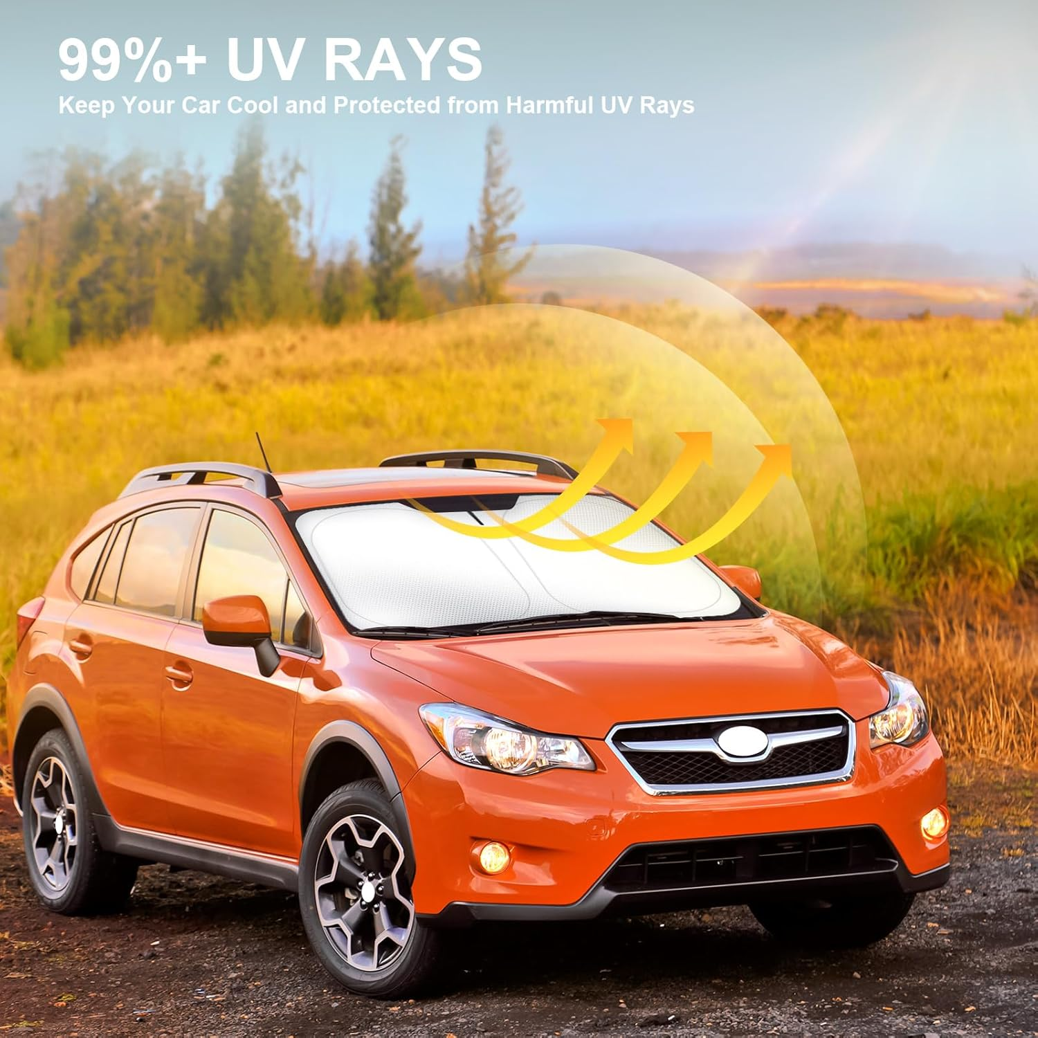 Car Windshield Sun Shade Compatible with 2018 2019 2020 2021 2022 2023 Subaru Crosstrek 2.0I Premium Limited Wagon Accessories Foldable Sunshade Custom Windshield Sun Visor image number 4