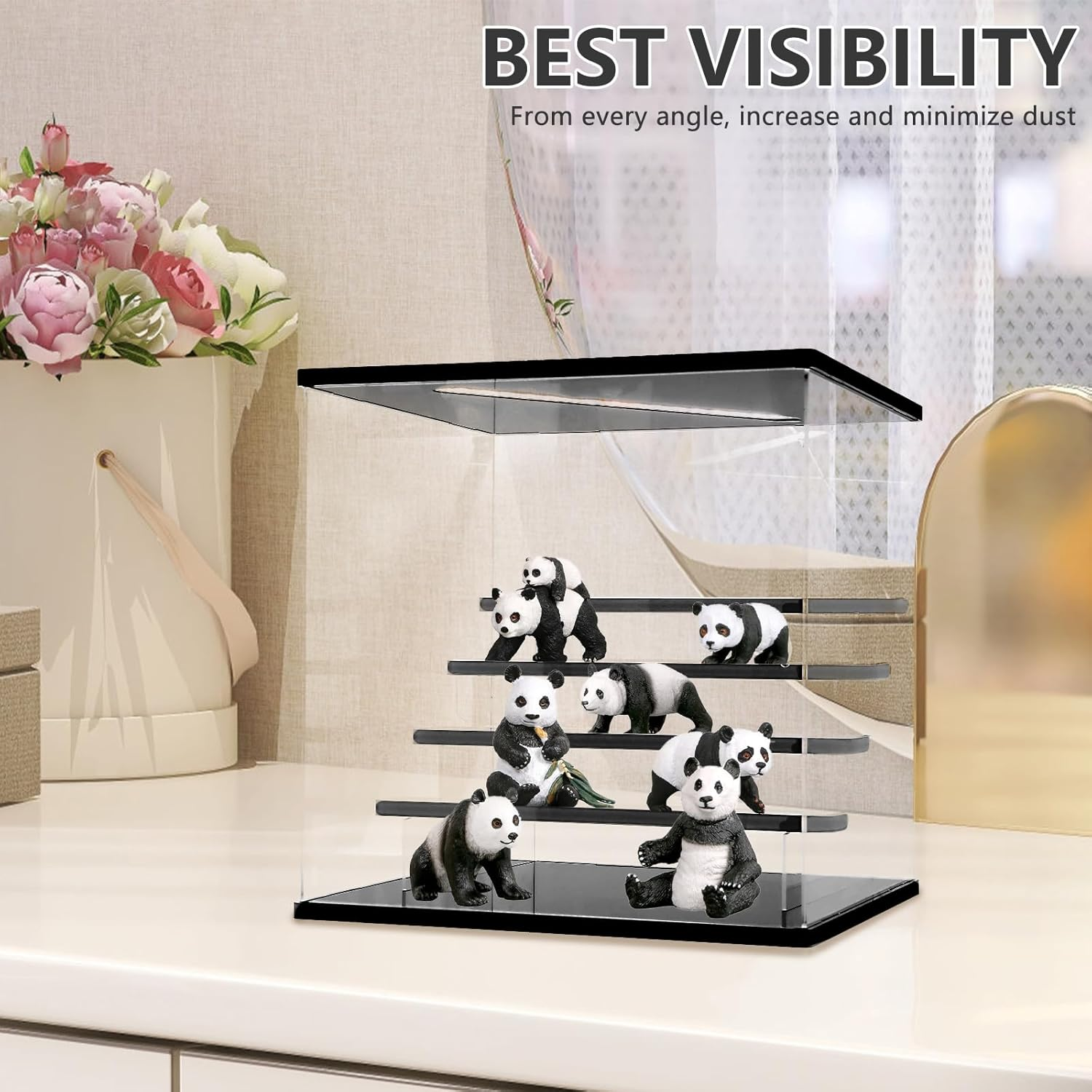 Clear Acrylic Display Case with LED Light for Collectibles, 3/5 Layers Display Box Stand Assembly Dustproof Protection Showcase for Collectibles Action Figures (Five Layer) image number 4