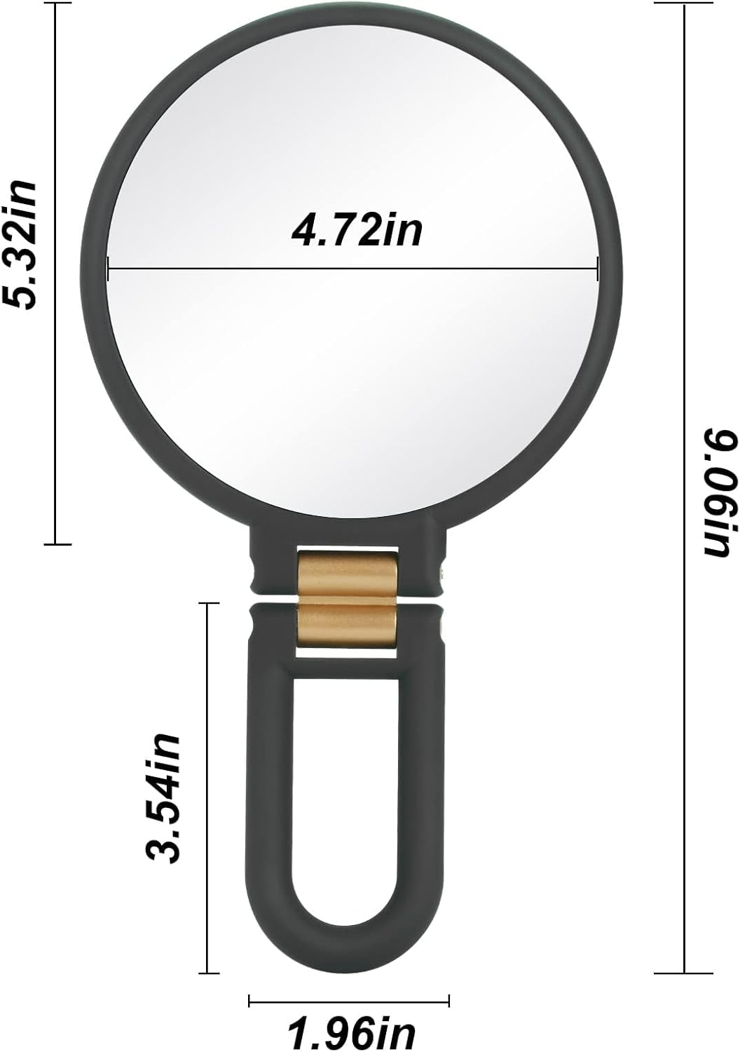 Magnifying Travel Mirror, Hand Mirror with Handle - Double Side Hand Held Mirror with 1X 30X Magnification & Foldable Handle, XICEN Portable Travel Makeup Hand Mirror for Women (Black) - Black image number 6