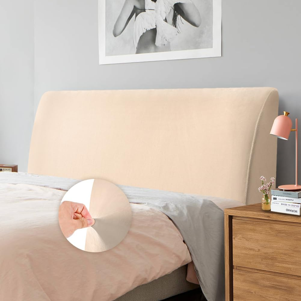 Bed Headboard Protective Cover, Dustproof Protective Cover for Padded Bedroom Headboard, Velvet Fabric (150-170 Cm (Queen), Black)