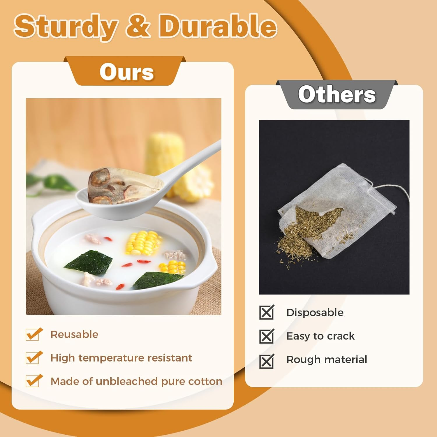 20 Pcs Muslin Bags with Drawstring, Reusable Tea Bags, Spice Bags for Cooking Soup/Herb/Loose Leaf Tea, Natural Cotton Small Cheese Cloth Bag for Straining, Sachet Bags Empty, 4 X 3 Inches image number 6