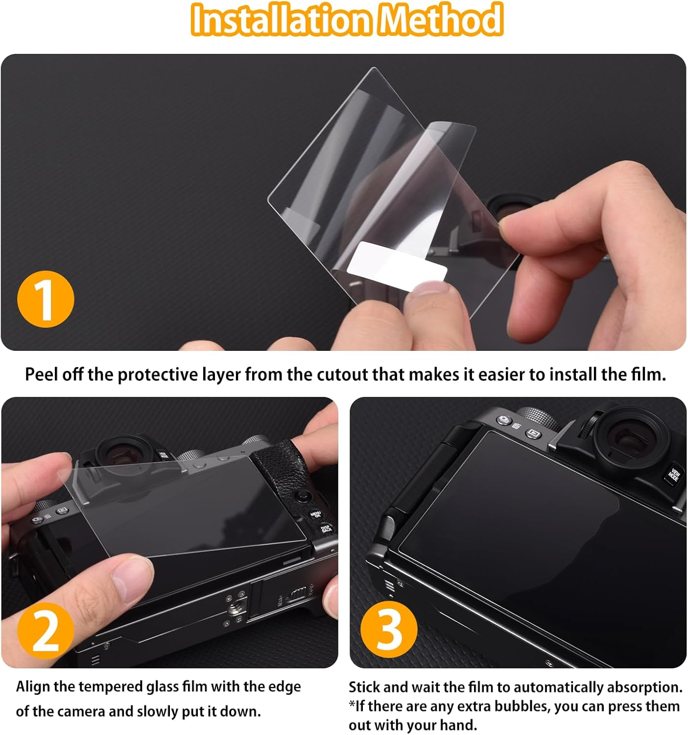 VOVMOEYA 【3Packs Screen Protector+1Pcs Anti-Loss String Screen Protector for Sony A7R5//A7R V/Alpha 7R V,For Sony A1 Mark Ii/A1M2/Alpha 9 III/A9M3/ILCE-9M3 Tempered Glass Film,0.25Mm 9H Anti-Scratch image number 3