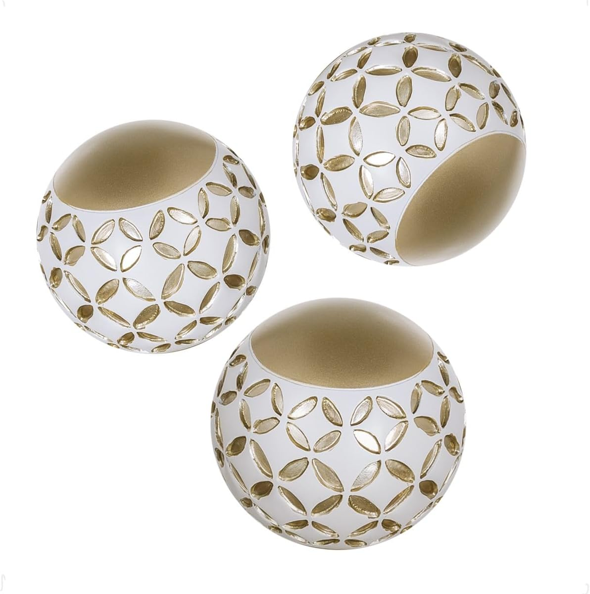 Schonwerk Walnut Decorative Orbs for Bowls and Vases (Set of 3) Resin Sphere Balls | Dining/Coffee Table Centerpiece | Great Gift Idea (Crackled Mosaic)