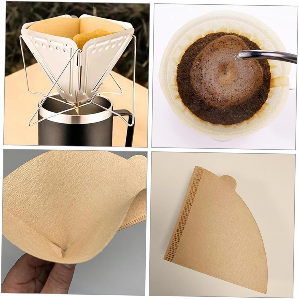 KICHOUSE 100Pcs Disposable Cone Coffee Filter Paper for Espresso and Drip Coffee Makers Shaped Single Use Filtering Paper and Convenient Cleanup image number 5