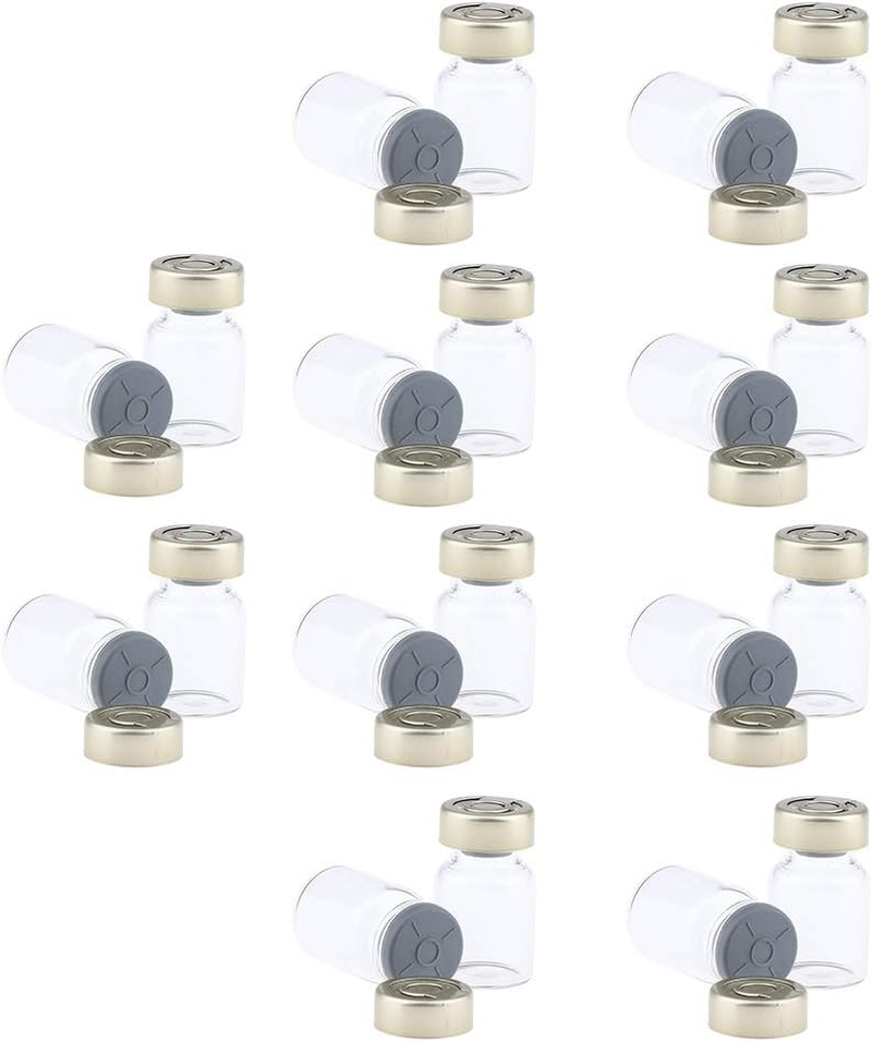 Harayaa 20Pcs Empty Sealed Sterile Serum Clear Glass Vials W/Aluminum Septa Seals - 5Ml image number 3