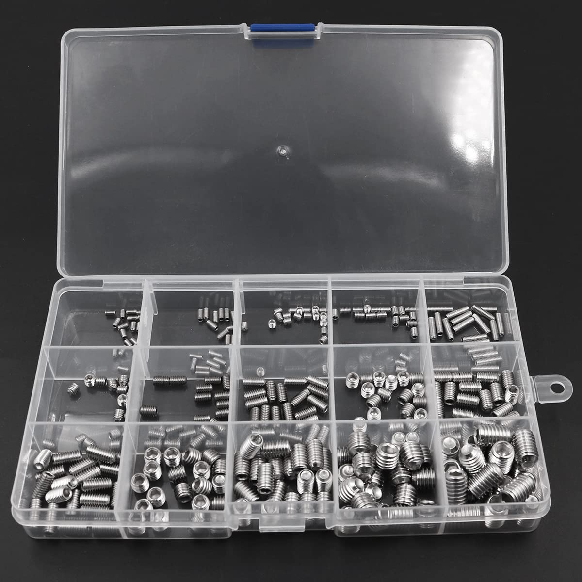 300 Piece NUZAMAS M2.5 M3 M4 M5 M6 M8 Hexagonal Grub Screws Set Grub Screws Stainless Steel Hexagon Head Hex Grub Head Machine Screw with Key for Homework image number 1