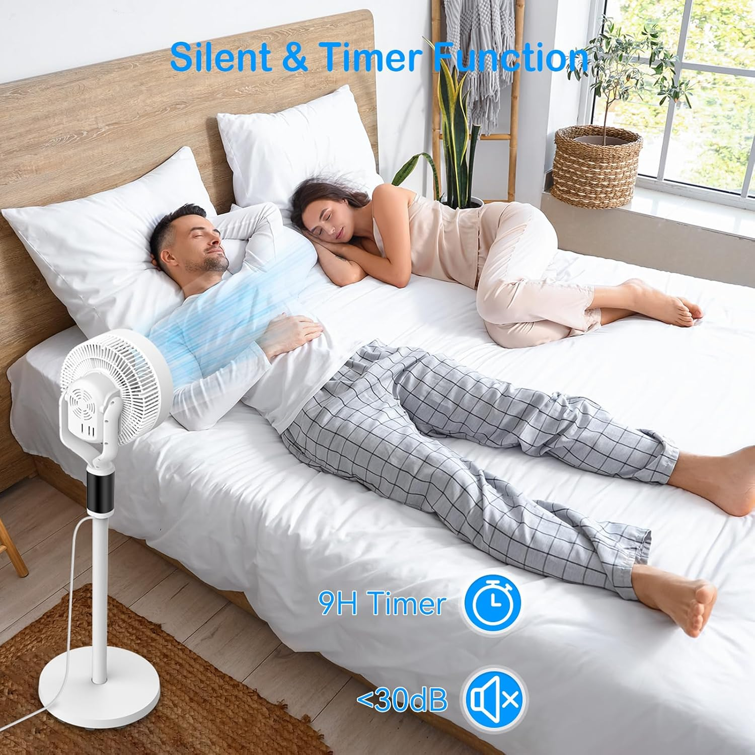 Pedestal Fan, 40'' Oscillating Standing Fan with Remote Control, Adjustable Height Air Circulation Floor Fan, Timer, 6 Speeds Adjustable Stand Fan for Home, Bedroom, Dormitory, Office image number 6