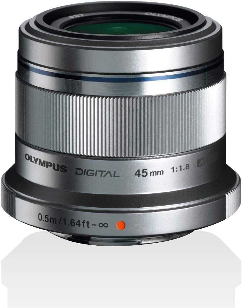 Olympus M.Zuiko Digital 45 Mm F1.8 Lens, Fast Fixed Focal Length, Suitable for All MFT Cameras (Olympus OM-D & PEN Models, Panasonic G-Series), Silver